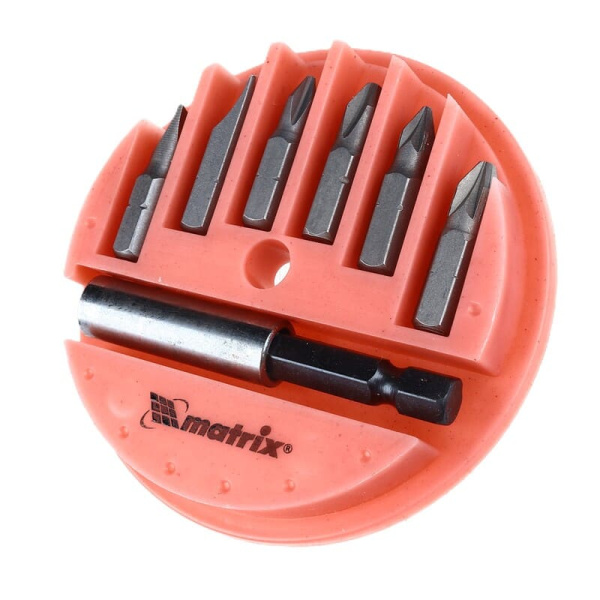 Набор бит (7шт) магнит.держатель сталь 45X (11392) Matrix