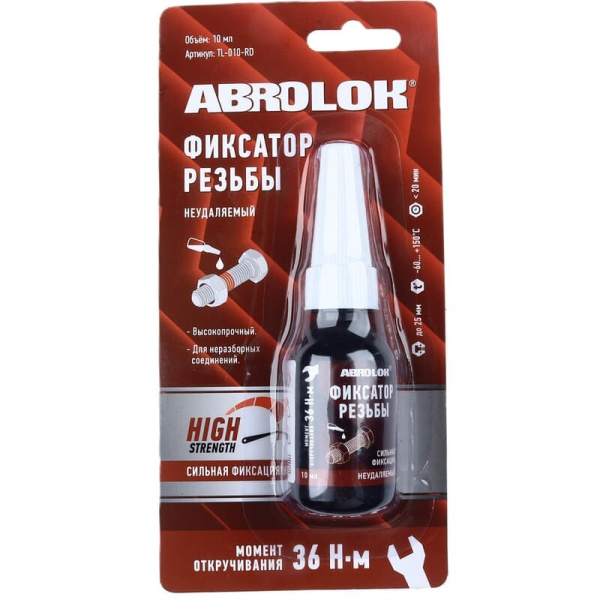 Фиксатор резьбы красный (неудаляемый) 10 мл ABRO MASTERS (TL-010-RD)