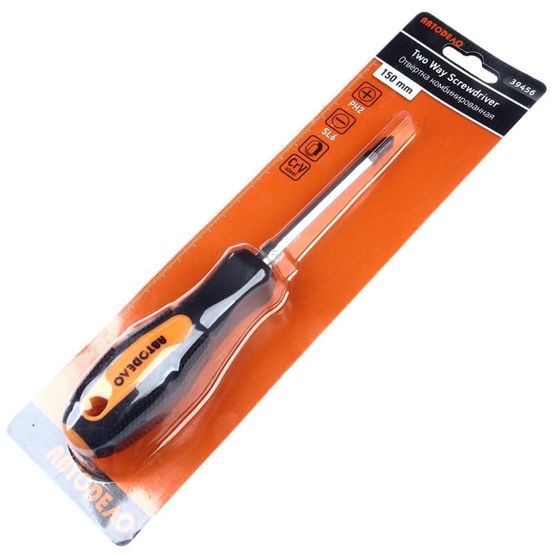 Отвертка комбинир. L 150*6мм, PH2 (АД-39456) АвтоДело прорез ручка (394560)