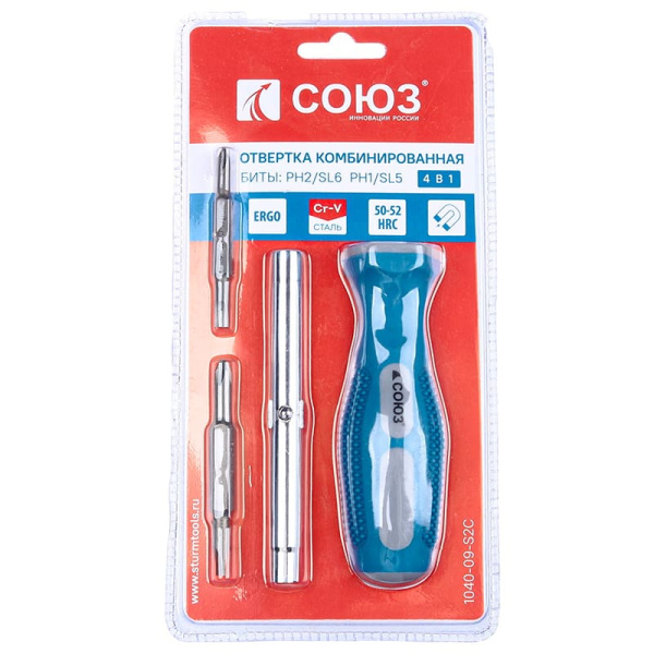 Отвертка-перевертыш СОЮЗ (4 в 1) 1040-09-S2C (076780)