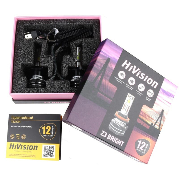 H4 6000K Bright Z3  (к-т) HiVision Л0400 (001366)