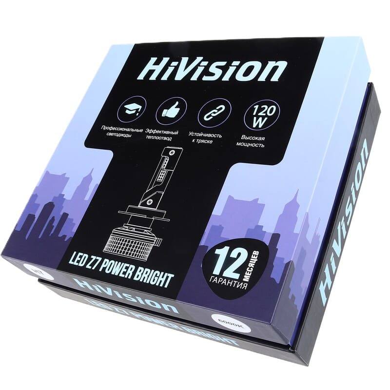 H7 12V 6000K Headlight Z7 Power Bright, 15000lm (к-т) HiVision (002660)