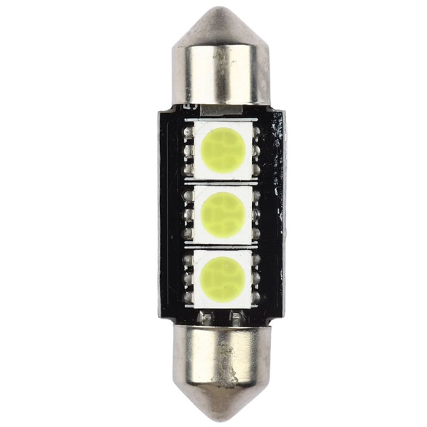 12V5W, 3-светод. белый 2-цок. таблет.36мм (36мм-3LED/3SMD,5050) {00085} 52601