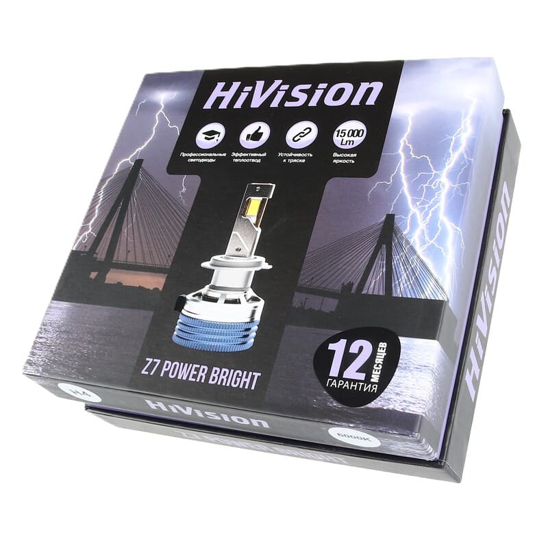 H4 12V 6000K Headlight Z7 Power Bright, 15000lm (к-т) HiVision Л0428 (002653)
