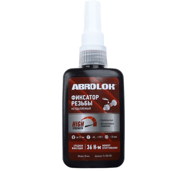 Фиксатор резьбы красный (неудаляемый) 50 мл ABRO MASTERS (TL-050-RD)703579