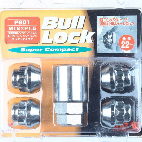 гайка с секрет. 21HEX 12*1.5 chrom, (4гайки+головка1шт), (69569/207605) P601 Kyoei (19HEX 12*1.5)