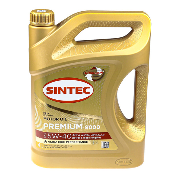 Масло 5W40 A3/B4 Sintec Premium 9000 SAE 4л синтетическое (600107/535952)