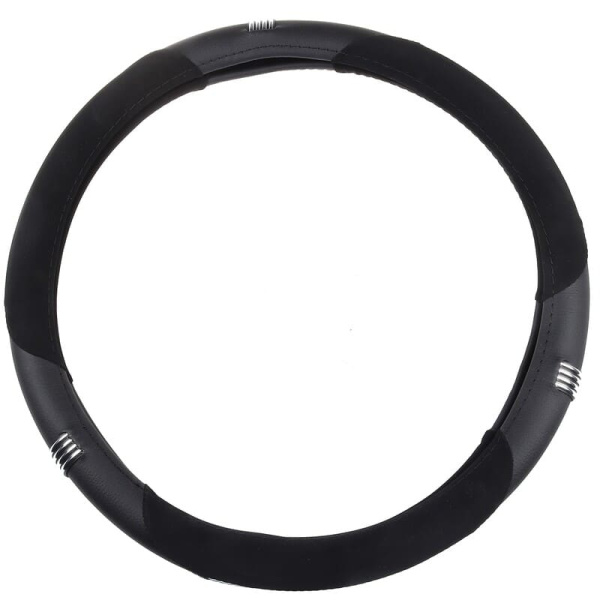 Оплётка M на руль к/зам. (хром.кольцо) черн/черн. AP-150 BK/BK M (556198)