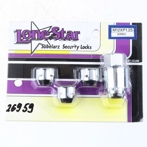 гайка с секрет. 21HEX 12*1.25 chrom c отверст. (4гайки+1 гол.)(26959/512357) LS-1006OP Lone Star