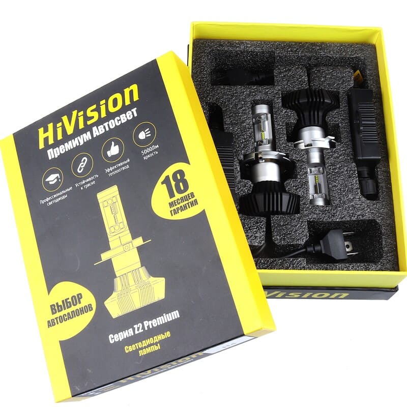 H4 12/24V25W 6000K Headlight Z2 Premium 5000Лм IP65 (к-т) HiVision (000258) СНЯТО
