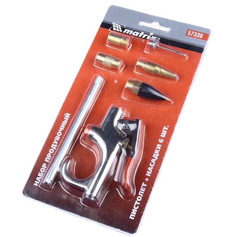 пистолет продувочный пневм., (к-т насадок 6шт) (57336) Matrix (514739/019635)