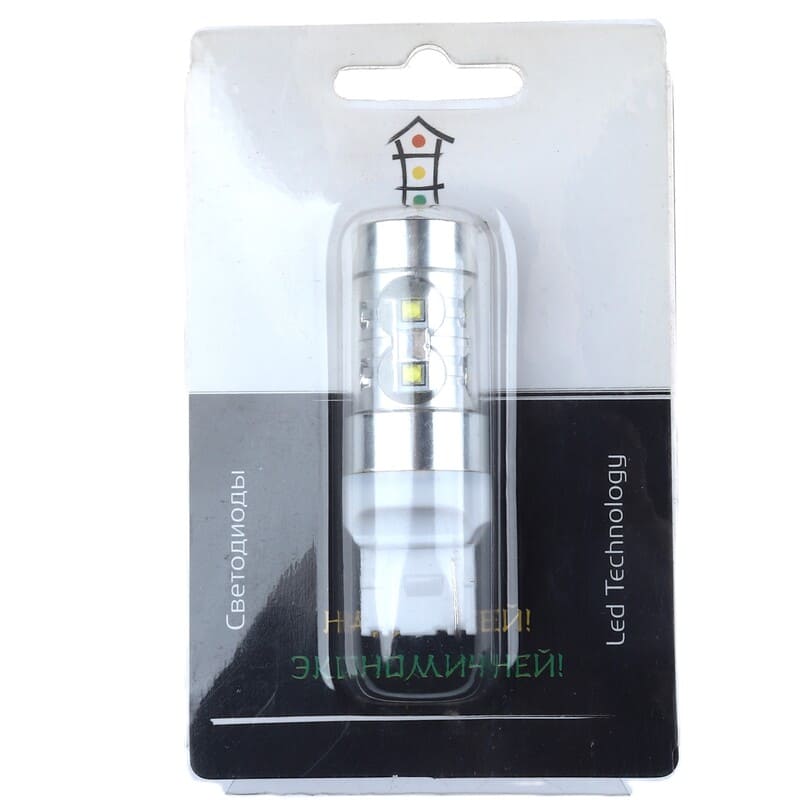 B70T2010CR5001-NW, 10-светод.Светофор CREE 5W, цок. T20 1конт (000069)