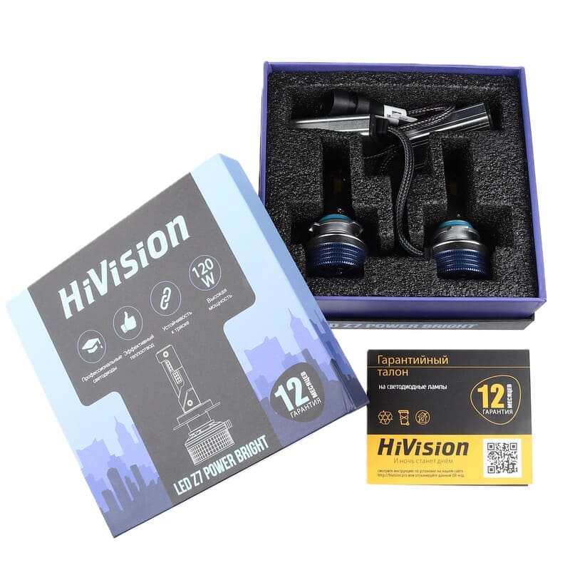 HB4 9006 12V 6000K Headlight Z7 Power Bright, 15000lm (к-т) HiVision (002684)