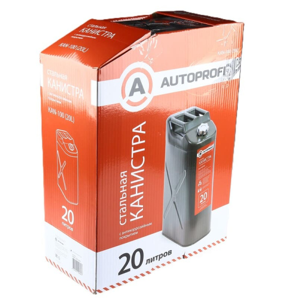 Канистра стальная AUTOPROFI антикорроз. (винт.крышка) (KAN-100)  20л (556648)