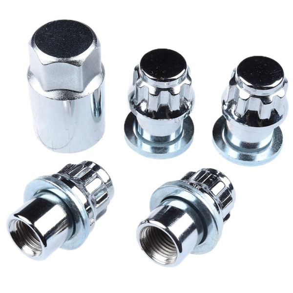 гайка с секрет. 21HEX 12*1.25 chrom (4гайки+1 гол.) (48263/210308)
