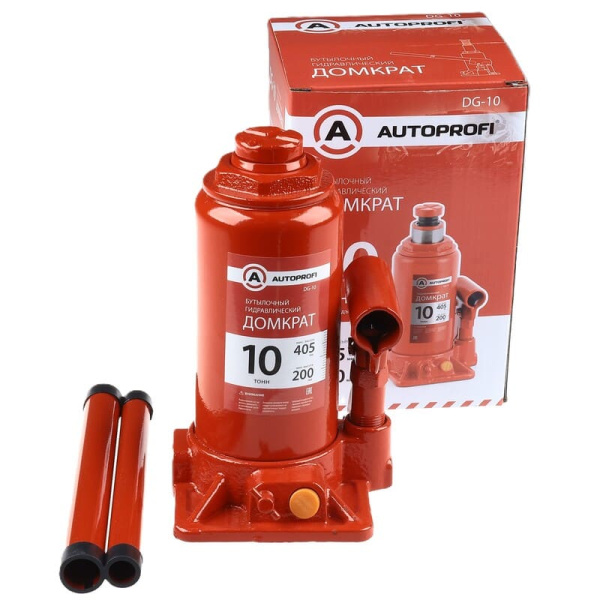 Домкрат бутылочный 10т (200-405мм) AUTOPROFI (DG-10/551605) SKU