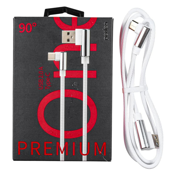 Кабель U4905  USB2.0A (вилка-USB. угловой белый, 1м) Perfeo