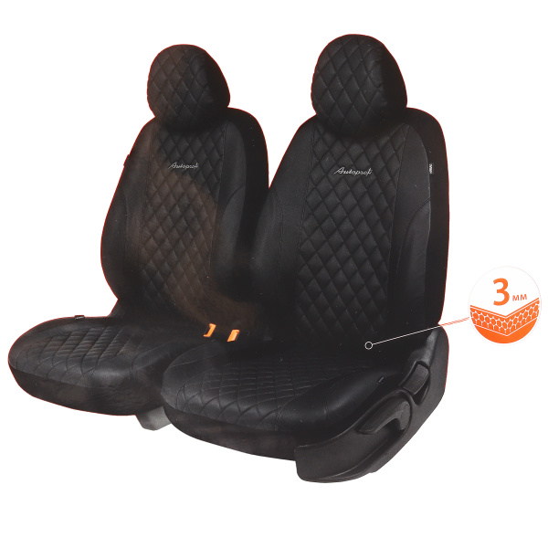 Чехлы передн.Standard Excellent экокожа (6пред) черн. EXL-603G BK/BK