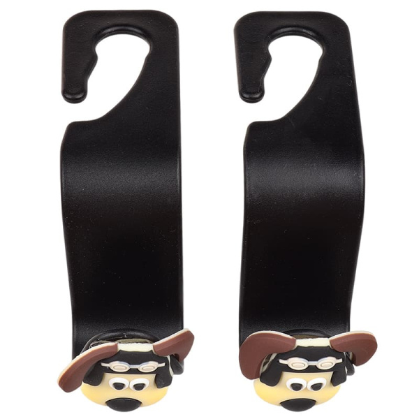 Крючок на подголовник с собакой, набор 2 шт, черный 10150873