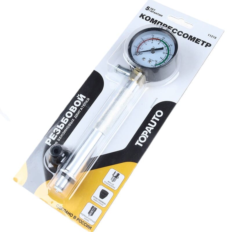 Компрессометр ТопАвто бенз. резьбовой (11218)