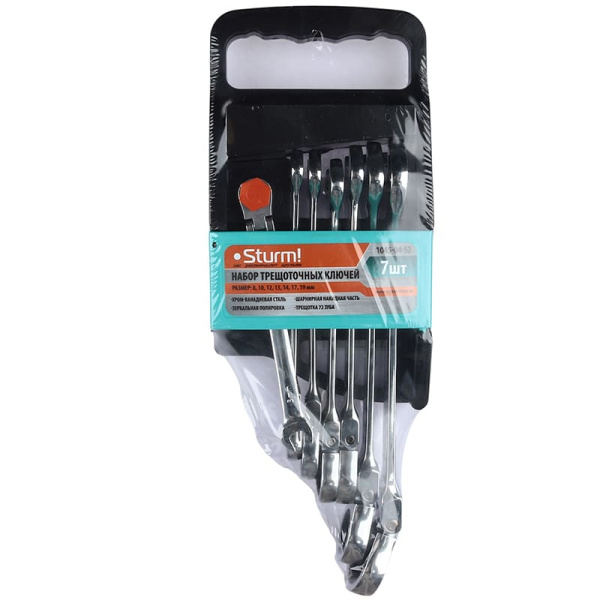 Набор ключей 7 шт,1045-04-S2,трещоточный механизм (кейс) Sturm