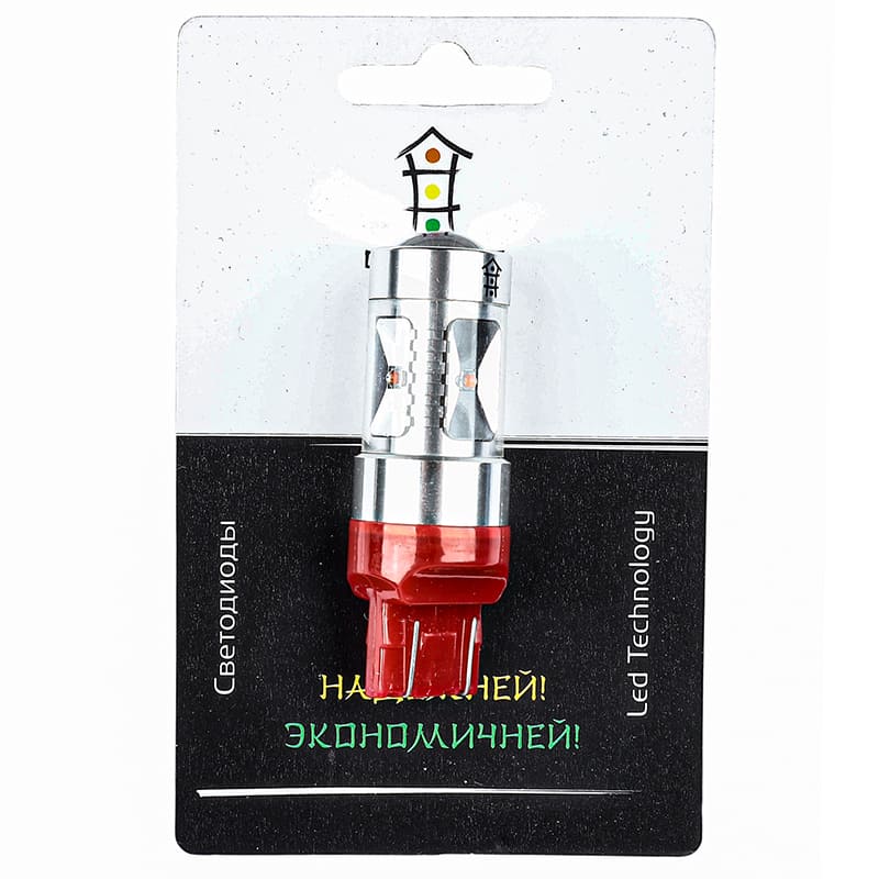 B73T2006CR30001-R, светод.Светофор CREE 5W, цок. T20 2конт, красный (000120)