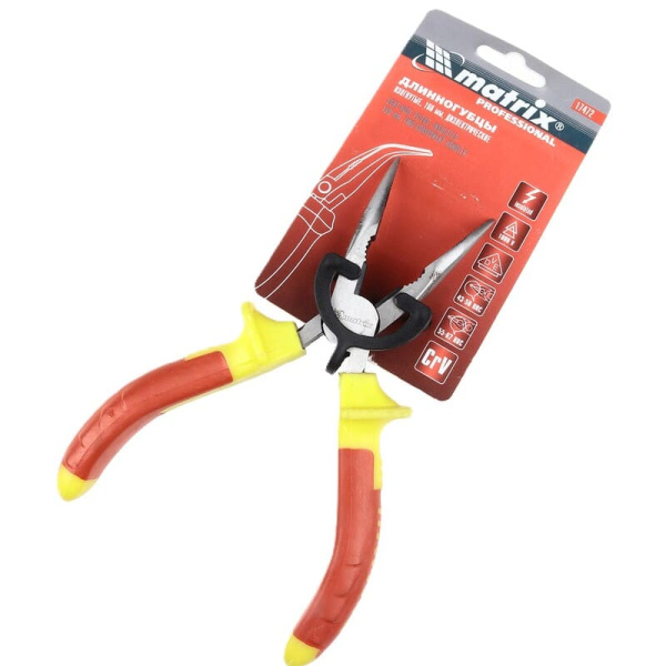 Длинногубцы Insulated 160 мм, 2-х комп.рукоятки (17472) Matrix