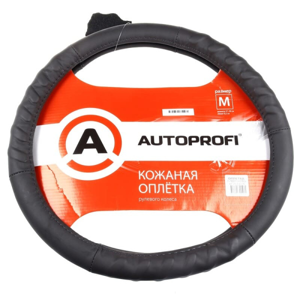 Оплётка M на руль кож.(рельеф под пальцы) т.сер. M, AP-300 D.GY M (555924)